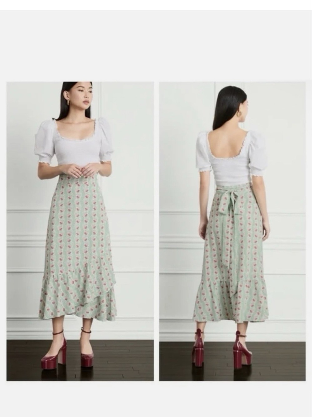 Hill House Mirabel Wrap Skirt - Trailing Vine Multi Crepe